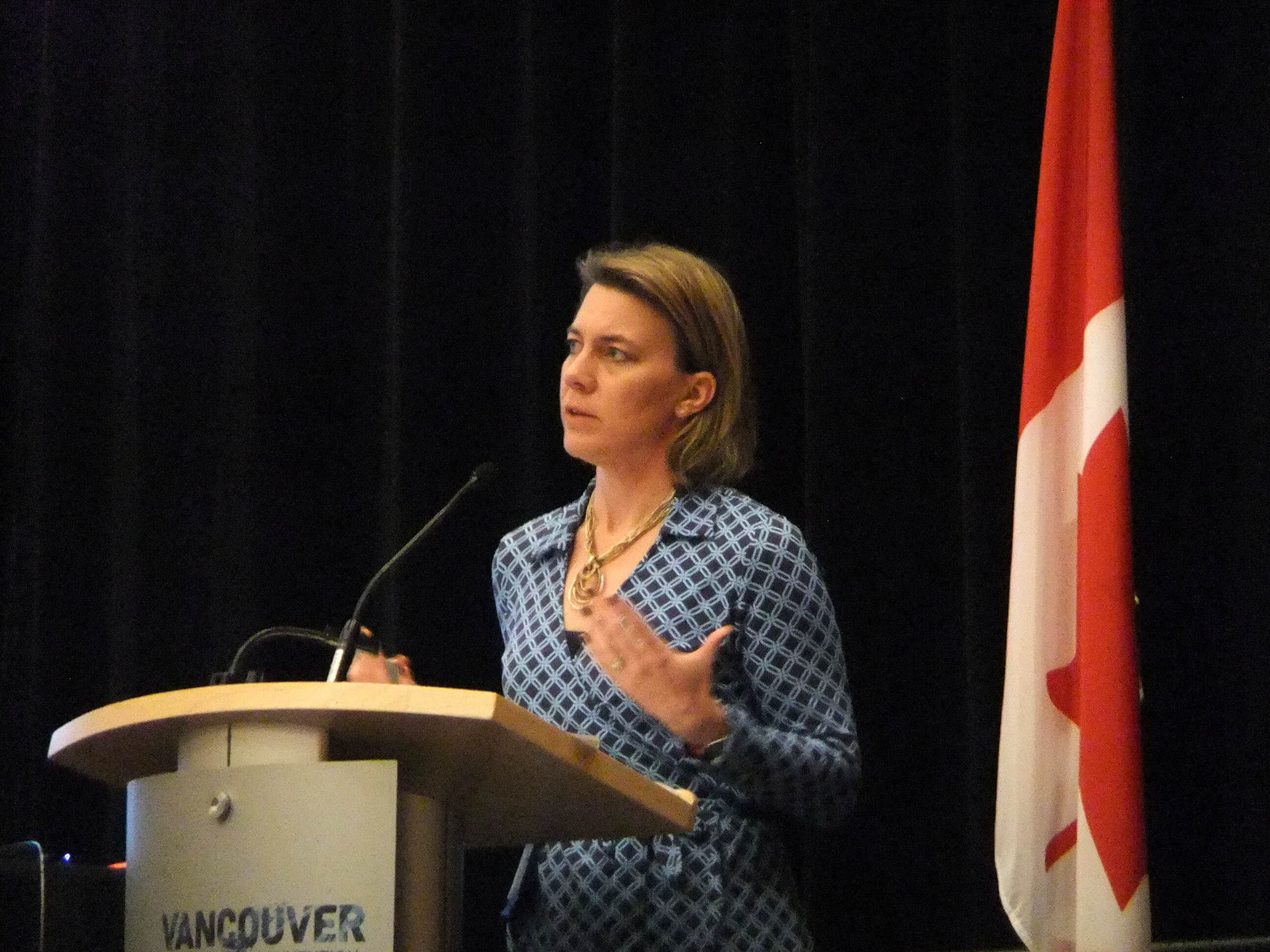 U.S. representative Pamela Franklin presenting at the GMI Expo in Canada, 2013. <br><span class='small text-muted'>(2013, Vancouver, Canada)</span>