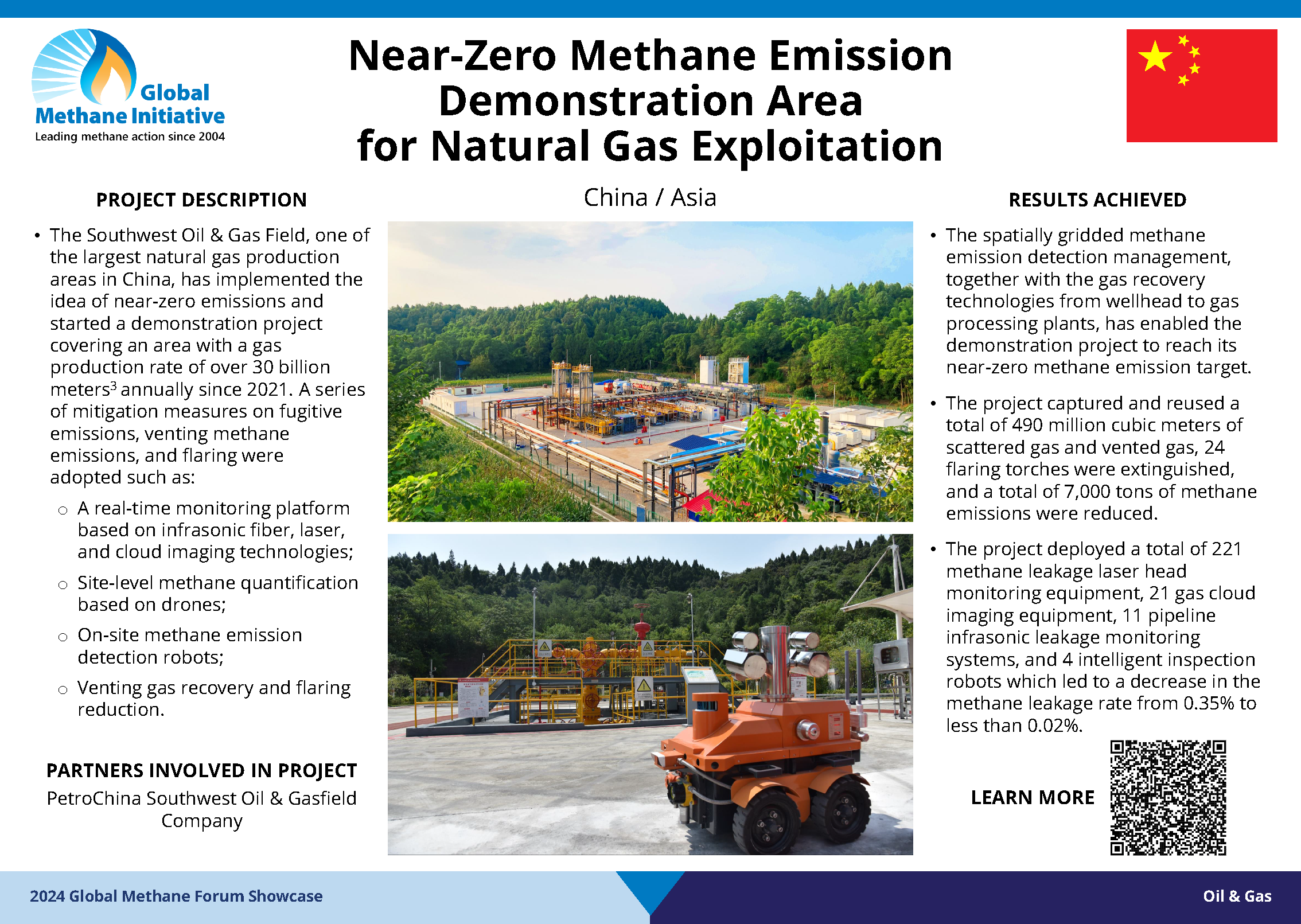 Near-Zero Methane Emission Demonstration Area for Natural Gas Exploitation